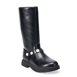 Sonoma Girls Black Knee-High Boots with Pearl Accents
